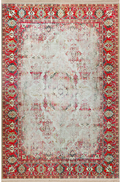 Rugs Modern Halı Κόκκινο μπεζ θεματικό μοτίβο αφηρημένου έθνικ σχεδίου με αφη...