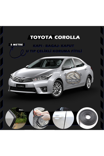 STS Oto Aksesuar Toyota Corolla Oto Araç Kapı Koruma Fitili 5metre Parlak Siy...