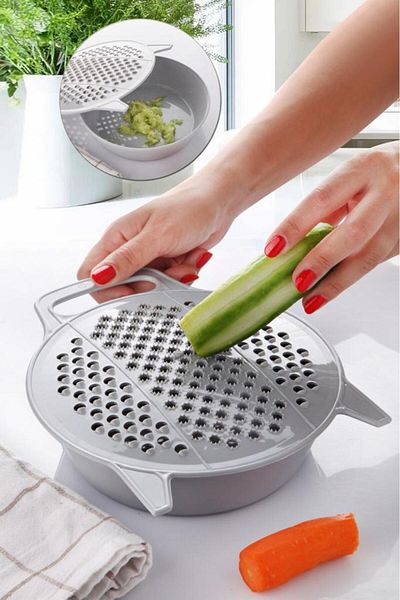 Tugomer Special Design Black Lid Multifunctional Grater with Chamber - 3 in 1 Practical Stainless Steel Grater