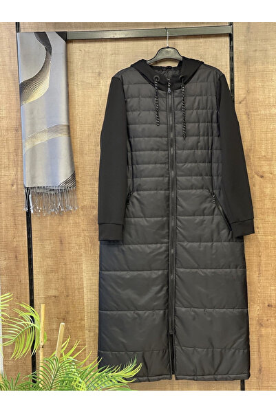 Armine TREND 23KT512 ARMİNE TREND Kapüşonlu Önden Fermuarlı Kapitone Kap-Siyah