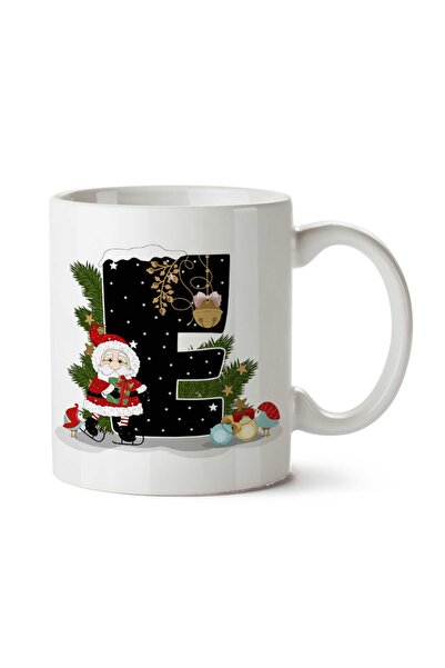 ART HEDİYE كوب مطبوع عليه حرف E مخصص لعيد الميلاد المجيد للعام الجديد