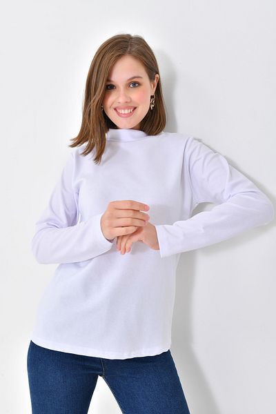 mirach White Long Sleeve Body Blouse Tunic Hijab Body Badi Women's White Blouse Women's Blouse
