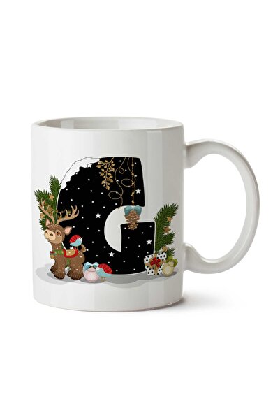 ART HEDİYE كوب مخصص مطبوع عليه حرف G لعيد الميلاد المجيد للعام الجديد