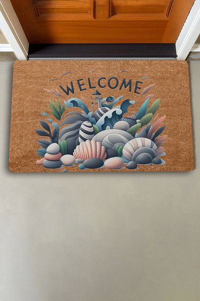 Valerine Life Lighthouse Sea Stones Welcome Door Mat 45x70cm