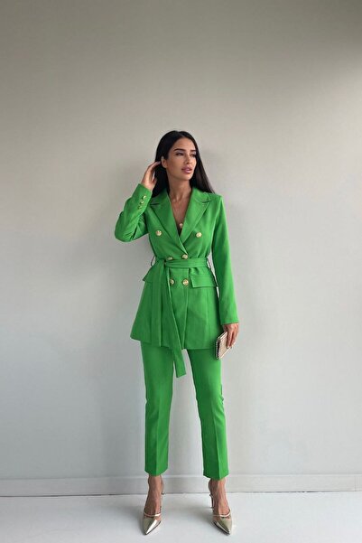SONREİR BUTTON DETAIL TYING JACKET TROUSERS SUIT