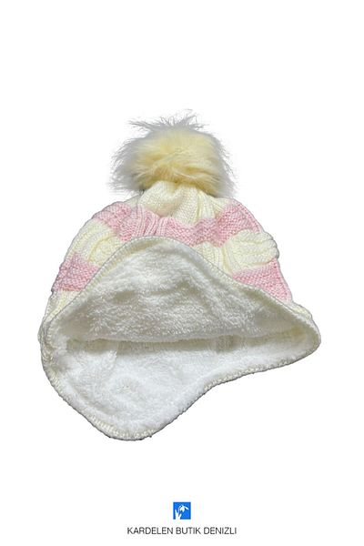 Kardelen Butik Denizli Glitter Children's Beanie with Fleece Inside and Covering the Ears (Ages 7-10)