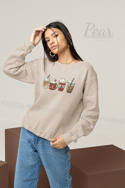 Pear Wear Γυναικεία χριστουγεννιάτικη φούτερ με 3 νήματα με στάμπα καφέ