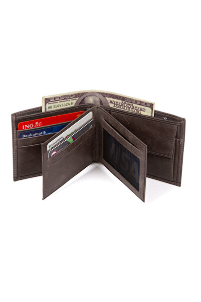 jön Genuine Leather Men's Wallet with Coin Compartment