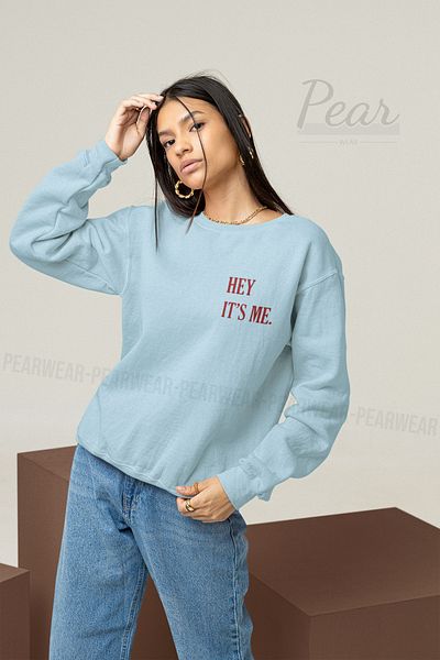 Pear Wear Hanorac oversize cu 3 fire de damă cu imprimeu Hey Its Me
