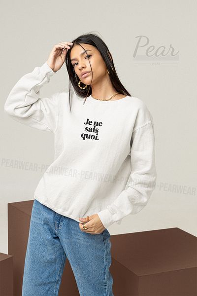 Pear Wear Γυναικείο φούτερ με στάμπα Je Ne Sais Quoi με 3 κλωστές υπερμεγέθη