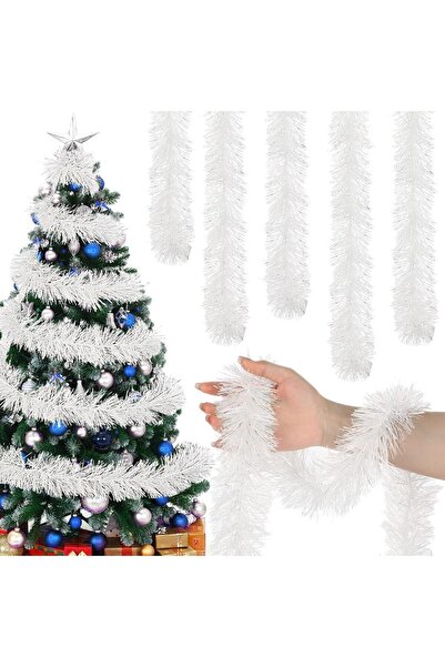 KozmoParti 5 Metre Beyaz Sarmal Tel Çam Ağacı Garland Süs