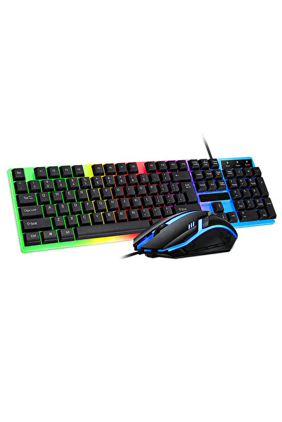 Osqar Oyuncu Klavye Mouse Seti Kablolu Rgb Aydınlatmalı Set Gamer Pc Oyun Seti klavye