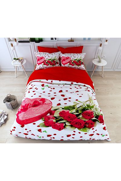 ALACA HOME COLLECTİON 6 Piece Valentine's Day Double Duvet Cover Set