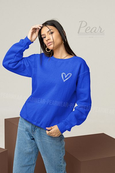Pear Wear Дамски суитшърт с 3 нишки и щампи от сърце