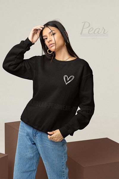 Pear Wear Дамски суитшърт с 3 нишки и щампи от сърце