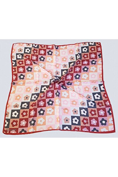 Modakaşmir Floral Patterned Soft Cotton Scarf Claret Red