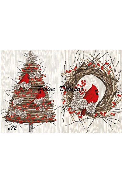 LİNEART ورق ديكوباج نحاسي بنمط عيد الميلاد رقم: YILBAŞ72 - 29X42 سم