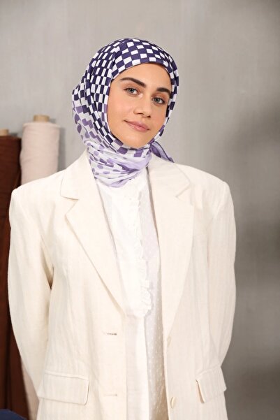 Modakaşmir Μαλακό βαμβακερό κασκόλ με πουά λιλά