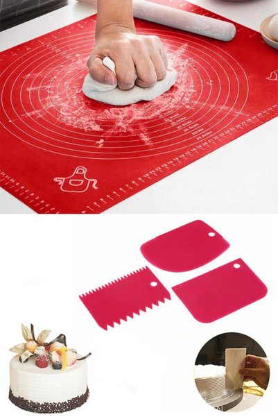 Sekiz8 Silicone Dough Rolling Mat & 3 Piece Cake Dough Decorating Set