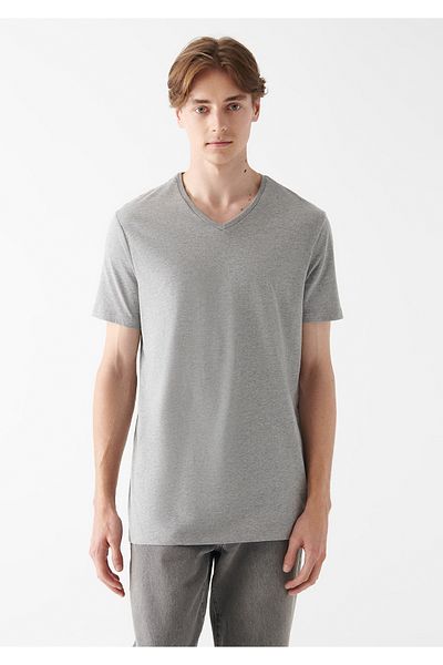 Mavi V λαιμόκοψη Γκρι Basic T-Shirt Slim Fit / Slim Cut 065586-28386