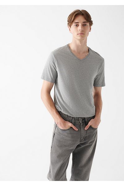 Mavi V λαιμόκοψη Γκρι Basic T-Shirt Slim Fit / Slim Cut 065586-28386