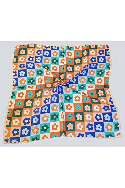 Modakaşmir Шарф з квітковим візерунком, м'яка бавовна, пісочний колір