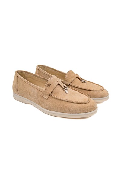 Ayakkabıhane Inside and Outside Genuine Suede Leather Beige Women's Non-Slip ...