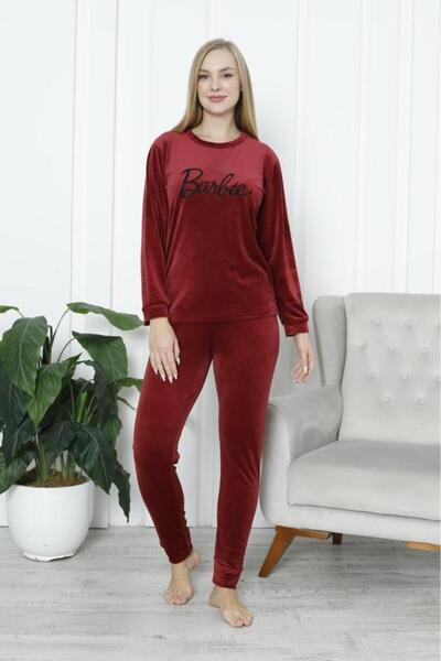Modella Life Σετ Πυτζάμες Βελούδινο 2297-K Βουργουνδία