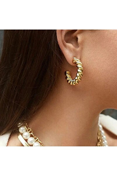 monalisatoka Gold Tıknaz Twisted Küpe