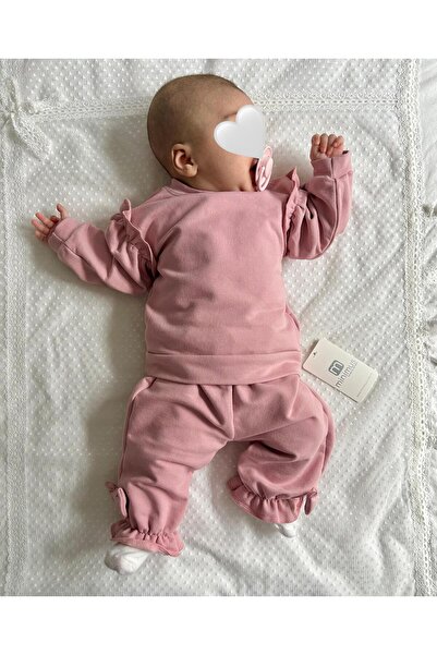 Minimus Yeni Doğan Pamuklu Kız Bebek Henna Alt Üst Takım Fırfır Detaylı Uzun ...
