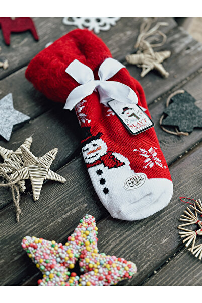 Beril Yamaç Design Studio Red Christmas Stocking Thermal Gift Christmas Stocking Snowman Sock