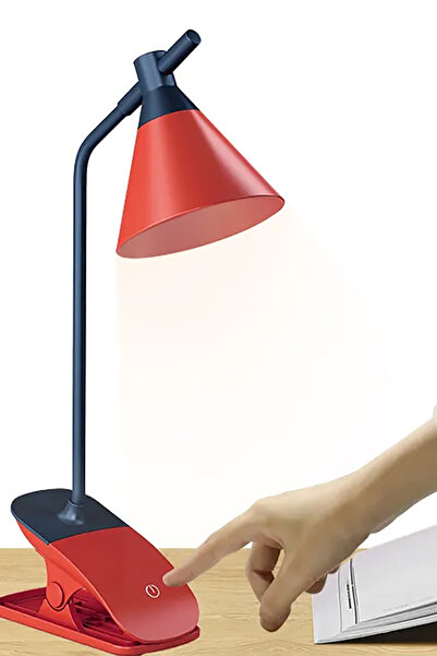 TechnoStation Klipsli Dokunmatik Ayarlanabilir LED Işık Masa Lambası Kırmızı ...