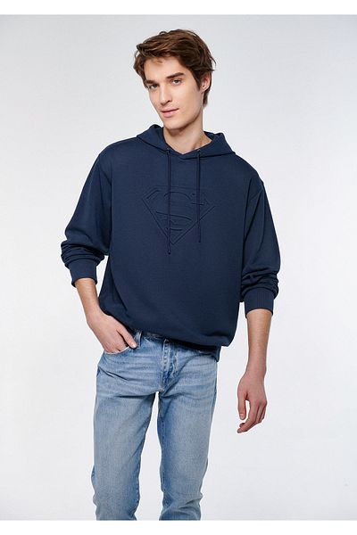 Mavi Φούτερ με στάμπα Superman Navy Blue Hooded 0611237 -70490