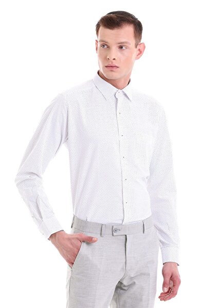 Hatemoğlu Сірий класичний приталений бавовняний сорочка з довгими рукавами та класичним коміром