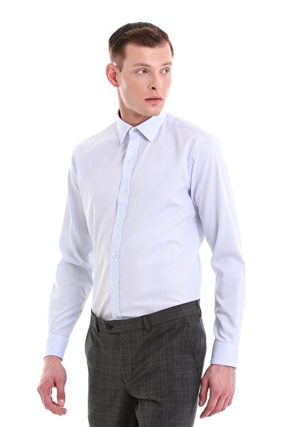 Hatemoğlu Синя комфортна модель зі 100% бавовни, з довгими рукавами та вузьким коміром