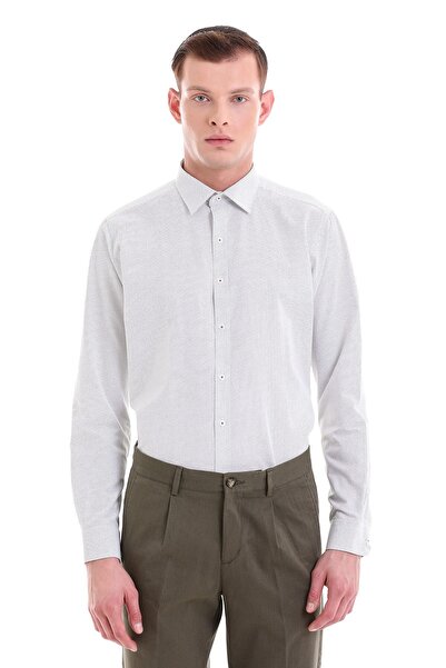 Hatemoğlu Зелена бавовняна сорочка з принтом, облягаючий крій, довгі рукави, класичний комір