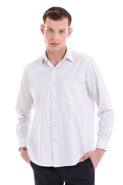 Hatemoğlu Claret Red Classic Fit εμπριμέ βαμβακερό μακρυμάνικο πουκάμισο με λεπτή λαιμόκοψη