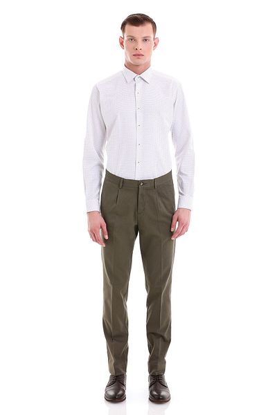 Hatemoğlu Claret Red Slim Fit εμπριμέ βαμβακερό μακρυμάνικο πουκάμισο με λεπτή λαιμόκοψη