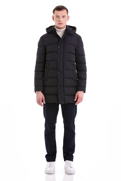 Hatemoğlu Παλτό Basic με κουκούλα Navy Blue Slim Fit Judge Collar