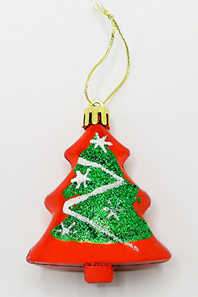 Waldern 6lı Çam Ağacı Süs Kırmızı-yeşil Yılbaşı Süsü 8cm