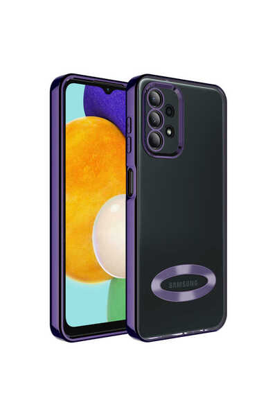 Fibaks Samsung Galaxy A50 Kılıf Kamera Lens Korumalı Logo Gösteren Arkası Şeffaf Parlak Kenarlı Kapak