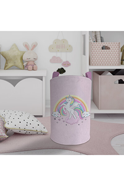 BAMBAŞKA MODA CAMERĂ PENTRU BEBE ȘI COPII Coș de jucării roz cu model curcube...