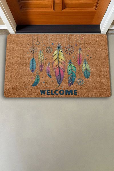 Valerine Life Exotic Colorful Feathers Welcome Door Mat 45x70cm