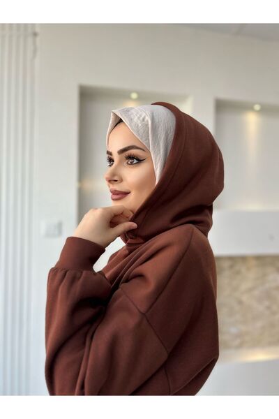 moda zeynaa Kapşonlu swet 3 iplik elbise