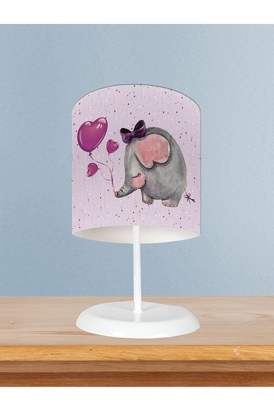 BAMBAŞKA MODA Baby and Children's Room Purple Elephant Pattern Lampshade