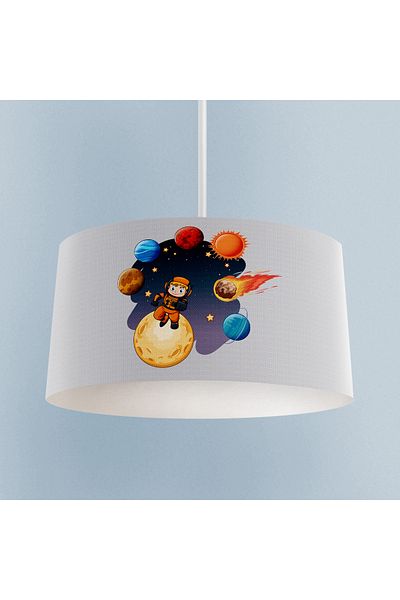 BAMBAŞKA MODA BABY AND KIDS ROOM Astronaut Child and Planet Patterned Chandelier