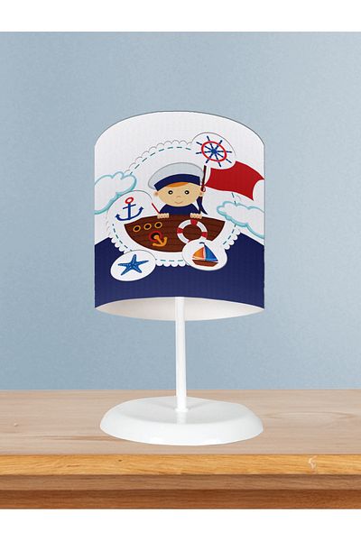 BAMBAŞKA MODA Baby and Children's Room Small Sailor Captain Patterned Lampshade