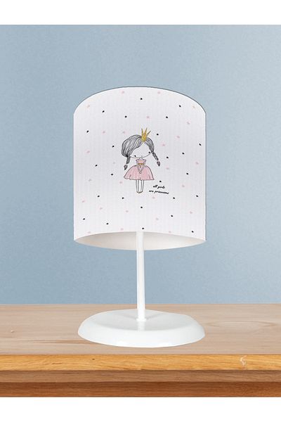 BAMBAŞKA MODA Baby and Children's Room Princess Girl Patterned Lampshade with Braided Hair