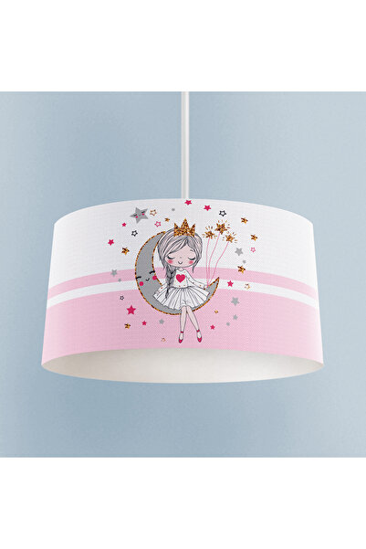 BAMBAŞKA MODA BEBEK VE ÇOCUK ODASI Ayda Oturan Prenses Kız Desenli Pembe Avize