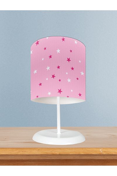 BAMBAŞKA MODA Baby and Children's Room Two-Color Star Pink Lampshade